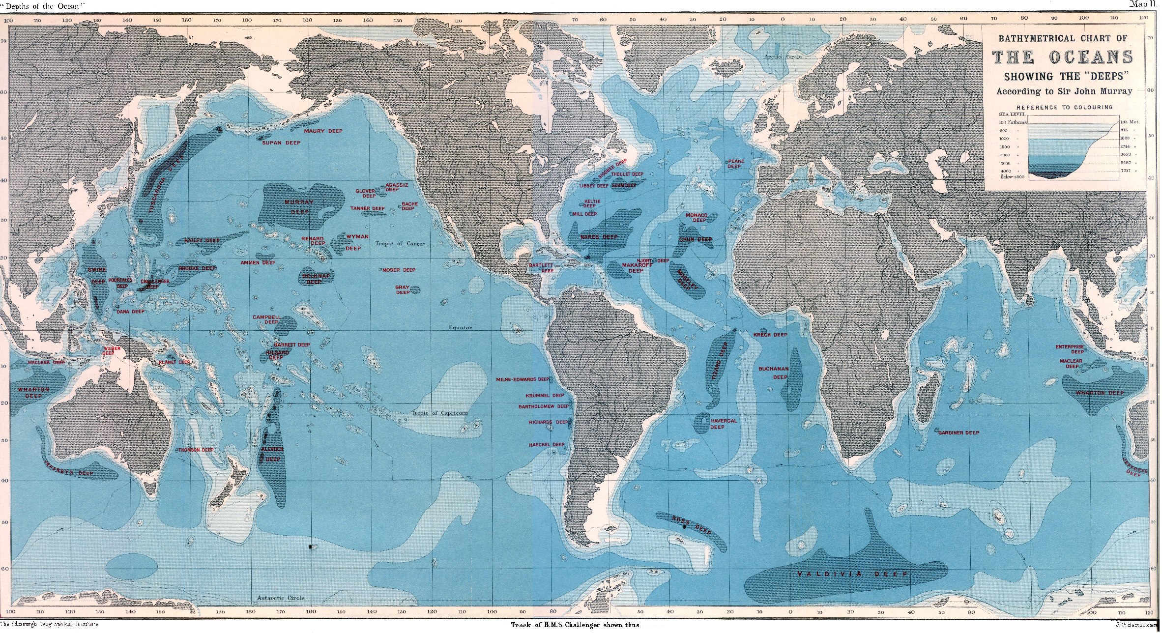 Mapa das fossas oceânicas